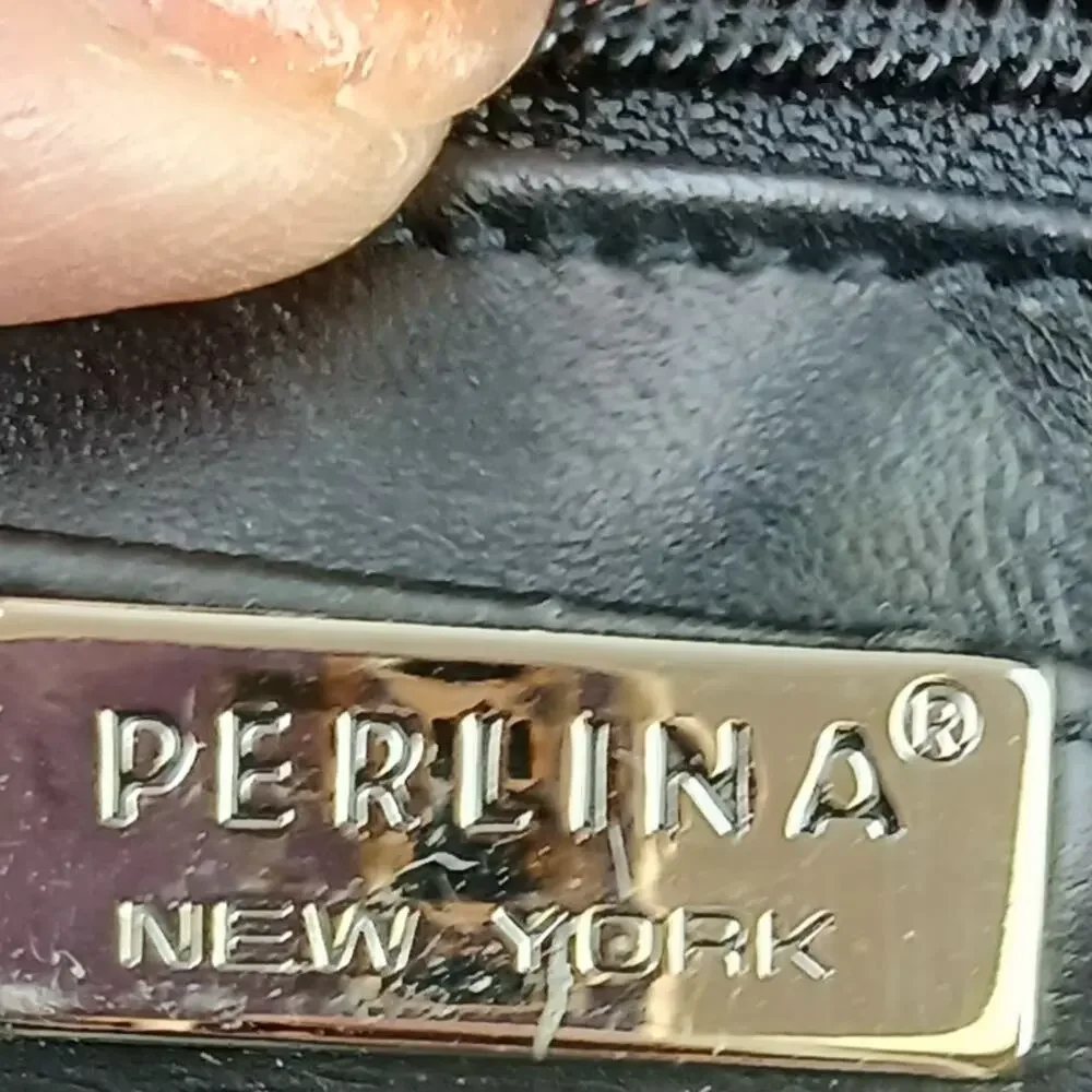VTG Perlina Buttery Soft Black Leather Briefcase Shoulder Bag 3 Compartments
